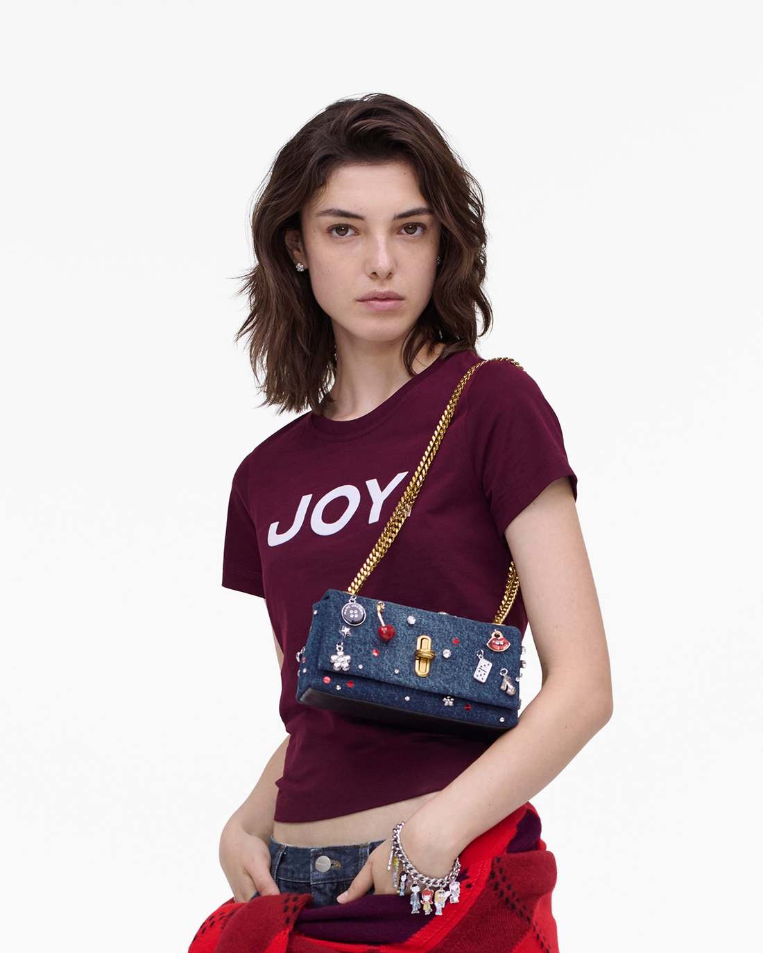 Marc Jacobs The Trinket Charm Denim Dual Chain Mini Bag Medium Wash Multi