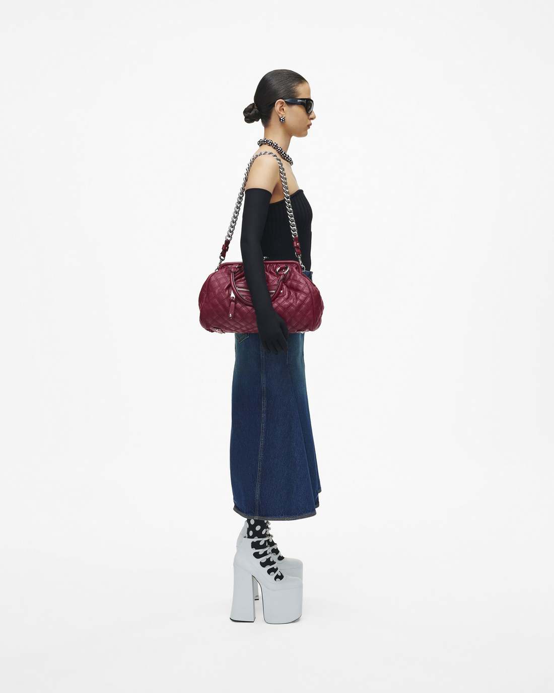 Marc Jacobs Re-Edition Quilted Leather Stam Bag Cherry