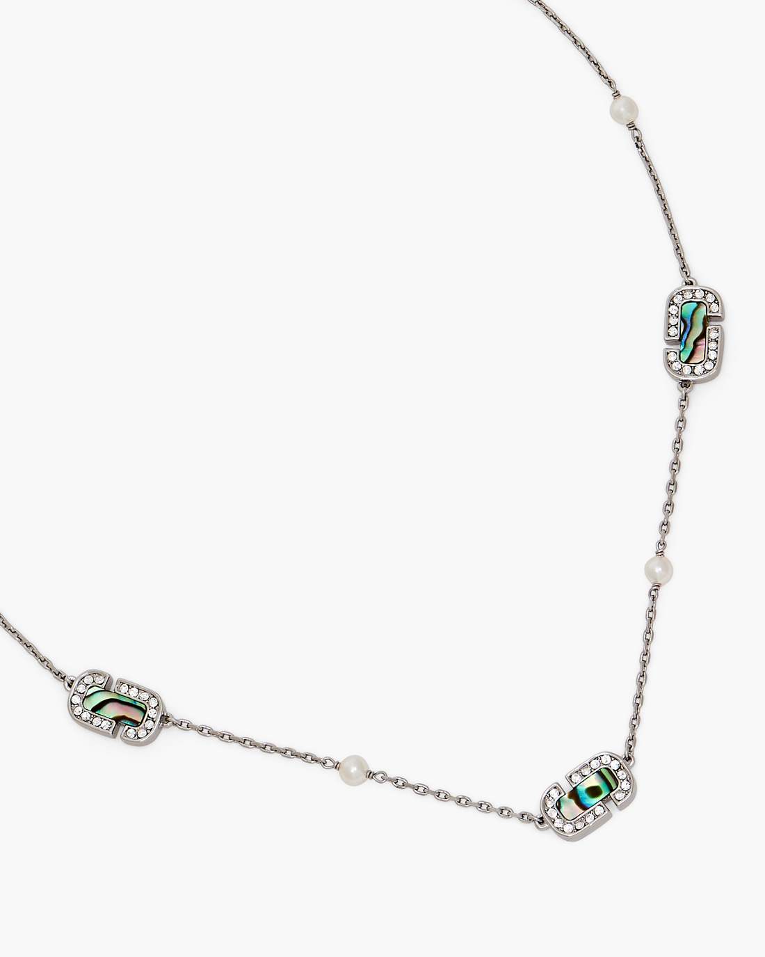 Marc Jacobs The J Marc Luxe Station Necklace Silver/Crystal
