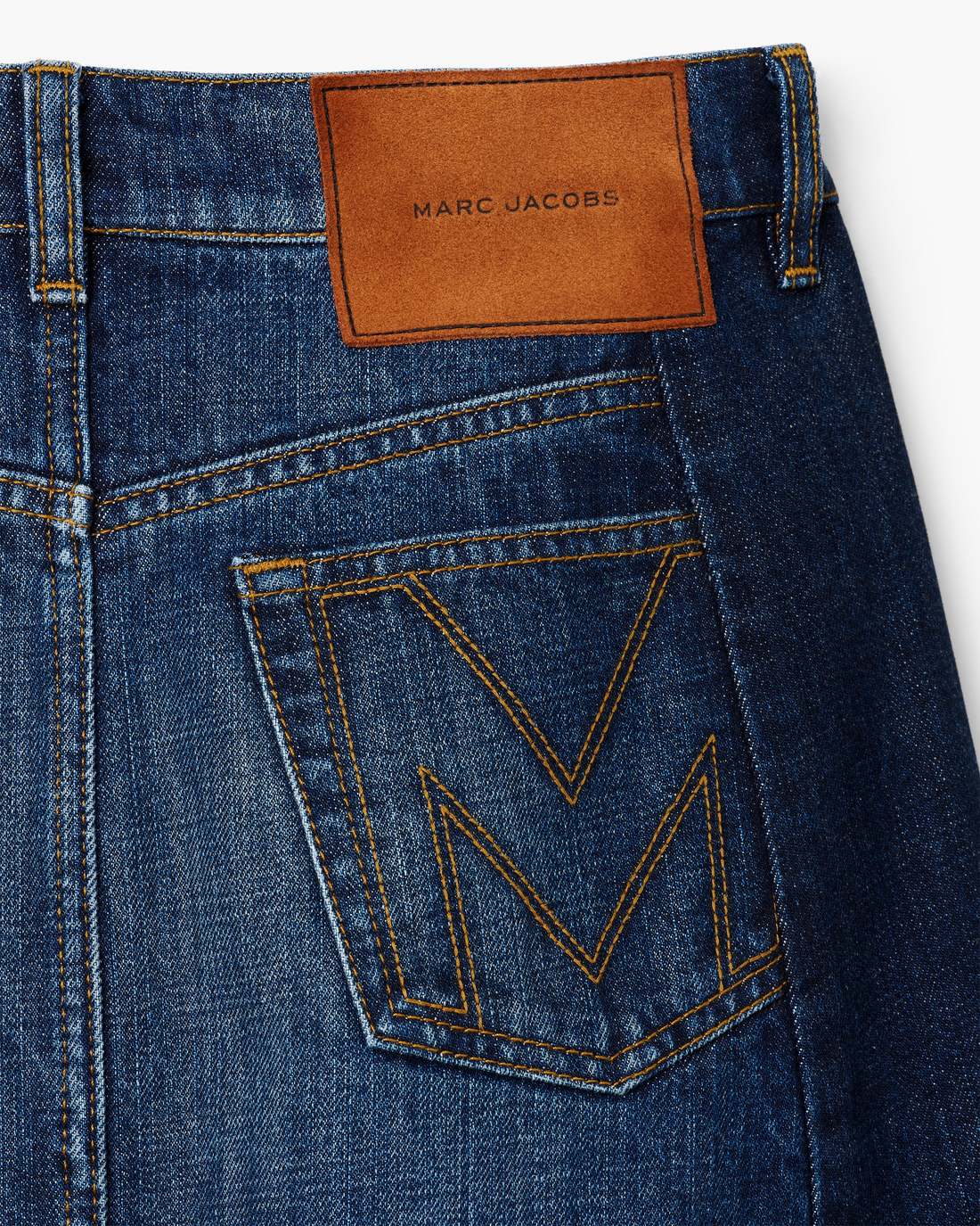 Marc Jacobs Two Tone Shadow Denim Skirt Dark Slub Indigo