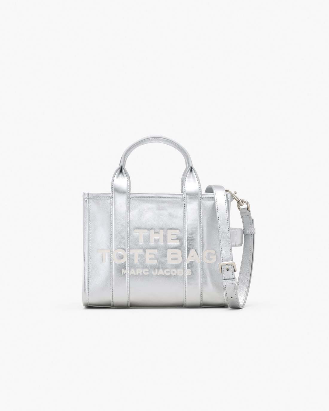 The Metallic Leather Small Tote Bag Metallic Silver Marc Jacobs / BAGS