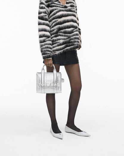 The Metallic Leather Small Tote Bag Metallic Silver Marc Jacobs / BAGS