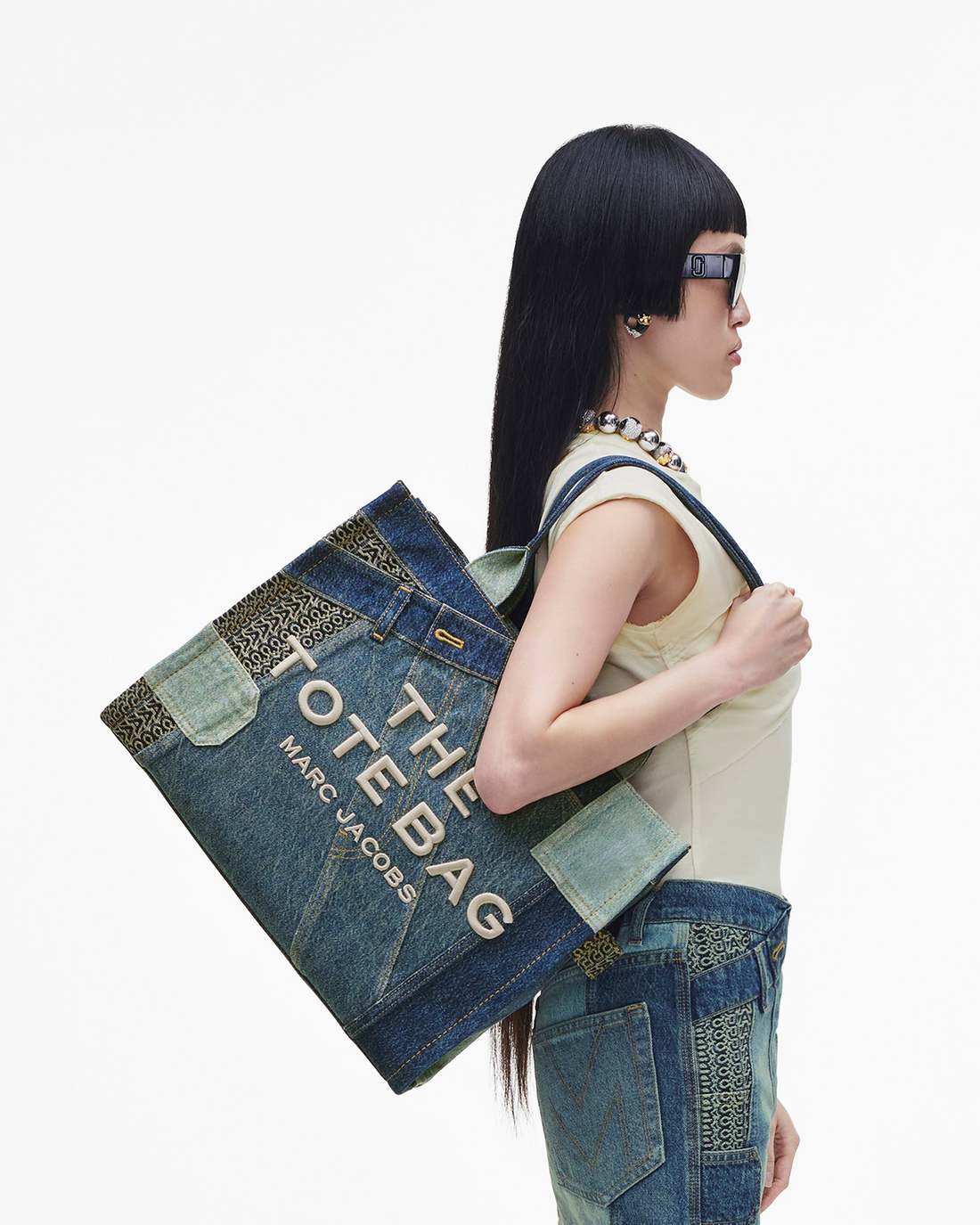 The Deconstructed Denim Large Tote Bag Indigo Multi Marc Jacobs / BAGS