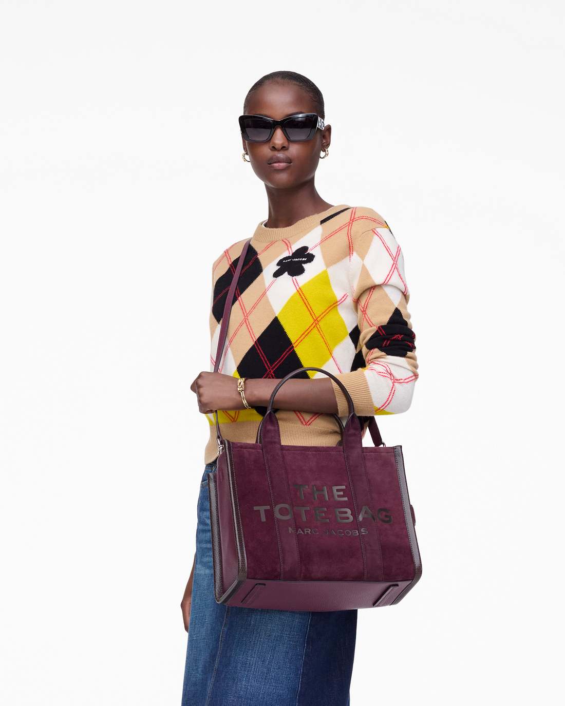 The Suede Medium Tote Bag Dark Plum Marc Jacobs / BAGS