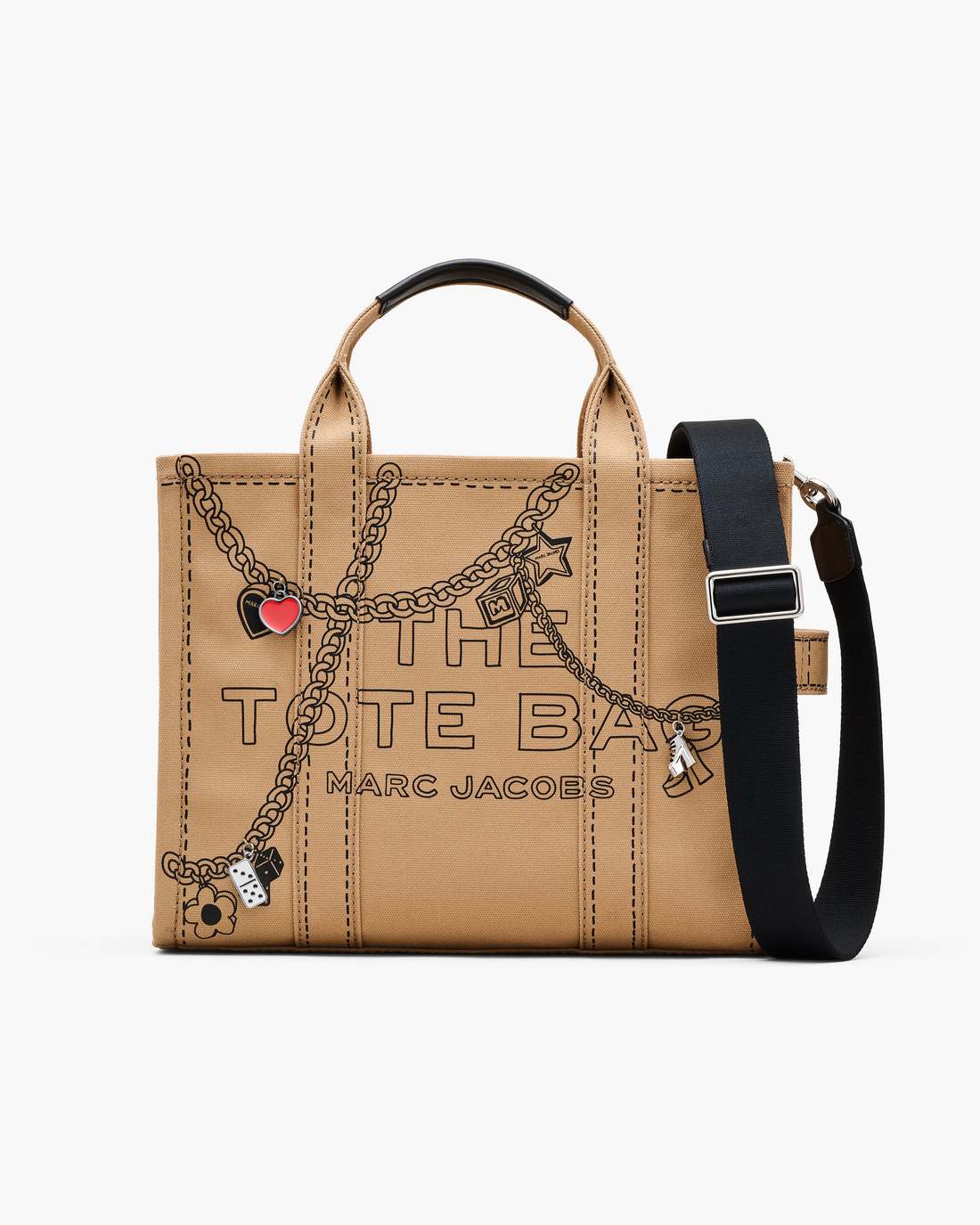 The Trompe L'Oeil Charm Canvas Medium Tote Bag Camel Multi Marc Jacobs / BAGS