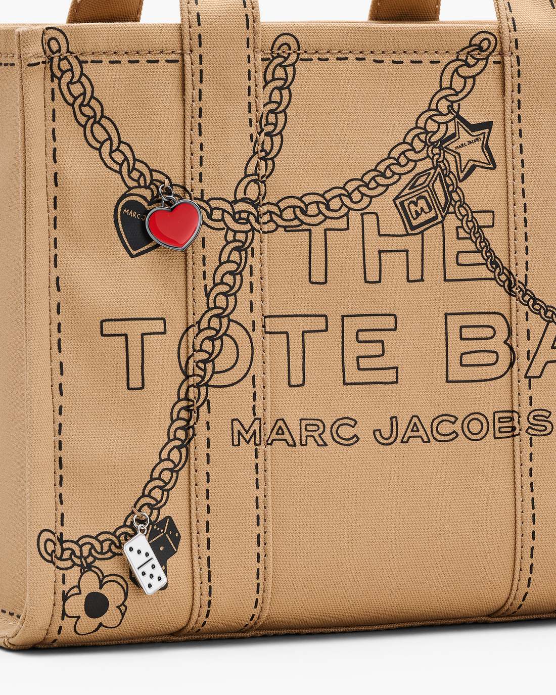 The Trompe L'Oeil Charm Canvas Medium Tote Bag Camel Multi Marc Jacobs / BAGS