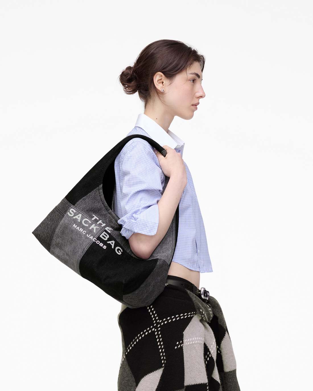 The Patchwork Denim Sack Bag Black Denim Marc Jacobs / BAGS