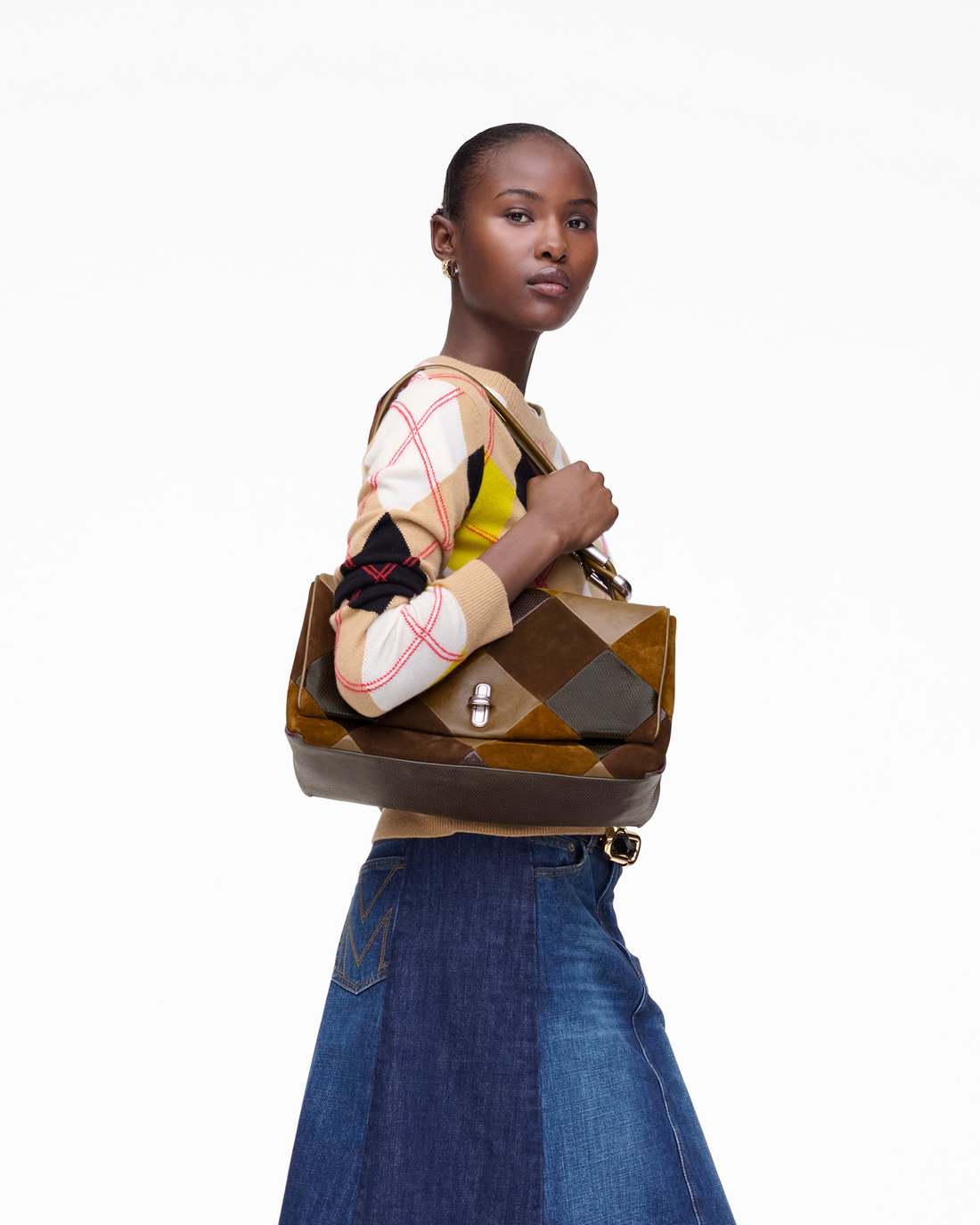The Suede Patchwork Large Dual Bag Brown Multi Marc Jacobs / BAGS