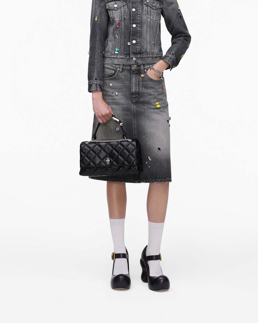 The Quilted Dual Convertible Shoulder Bag Black Marc Jacobs / BAGS