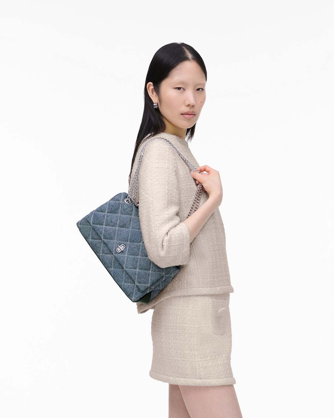 The Quilted Denim Dual Convertible Shoulder Bag Light Wash Indigo Marc Jacobs / BAGS