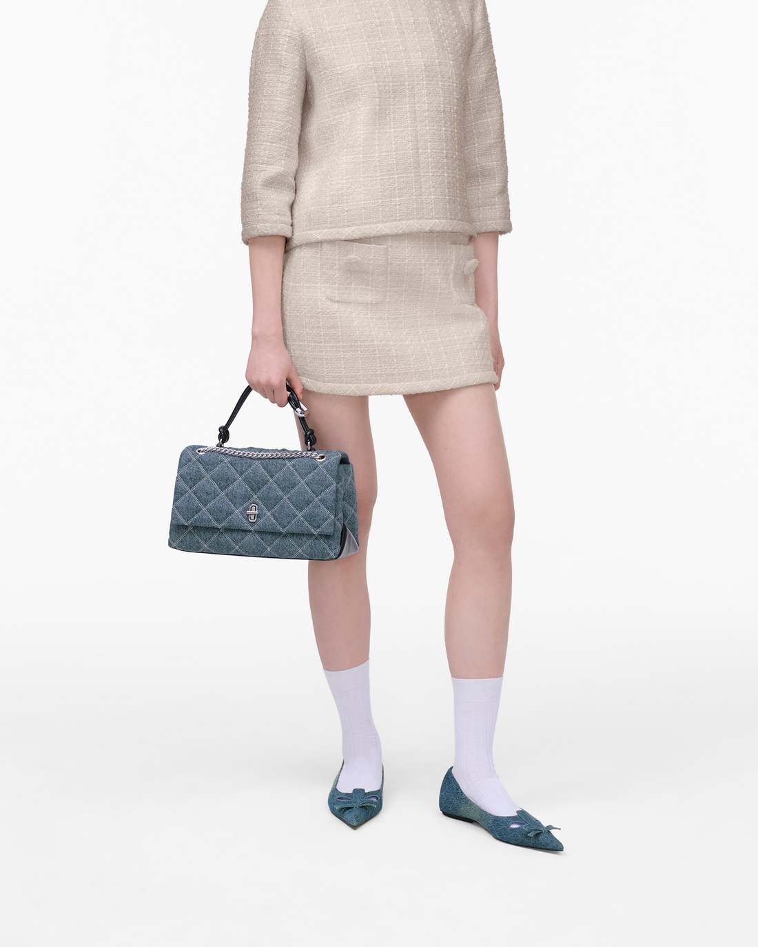 The Quilted Denim Dual Convertible Shoulder Bag Light Wash Indigo Marc Jacobs / BAGS