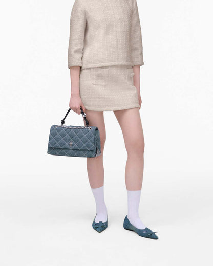 The Quilted Denim Dual Convertible Shoulder Bag Light Wash Indigo Marc Jacobs / BAGS