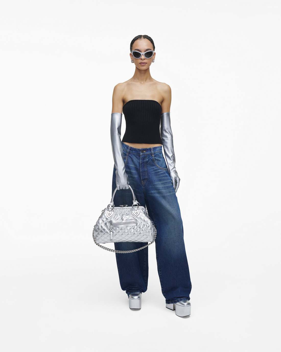 Re-Edition Quilted Metallic Leather Stam Bag Silver Marc Jacobs / BAGS