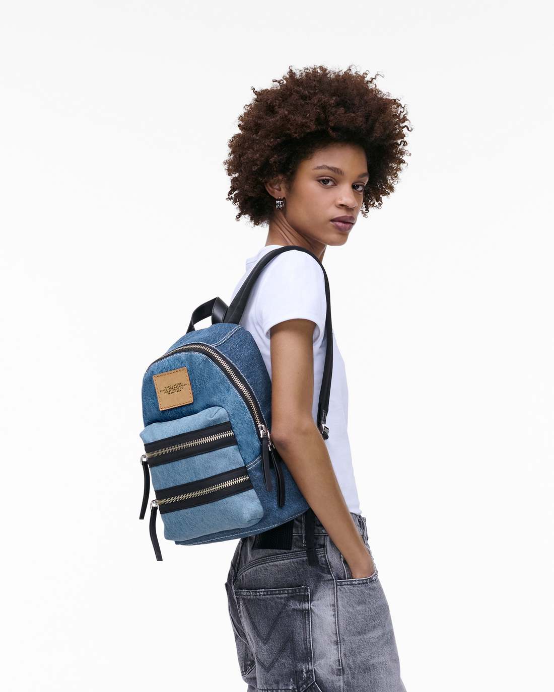 The Biker Colorblock Denim Medium Backpack Indigo Multi Marc Jacobs / BAGS