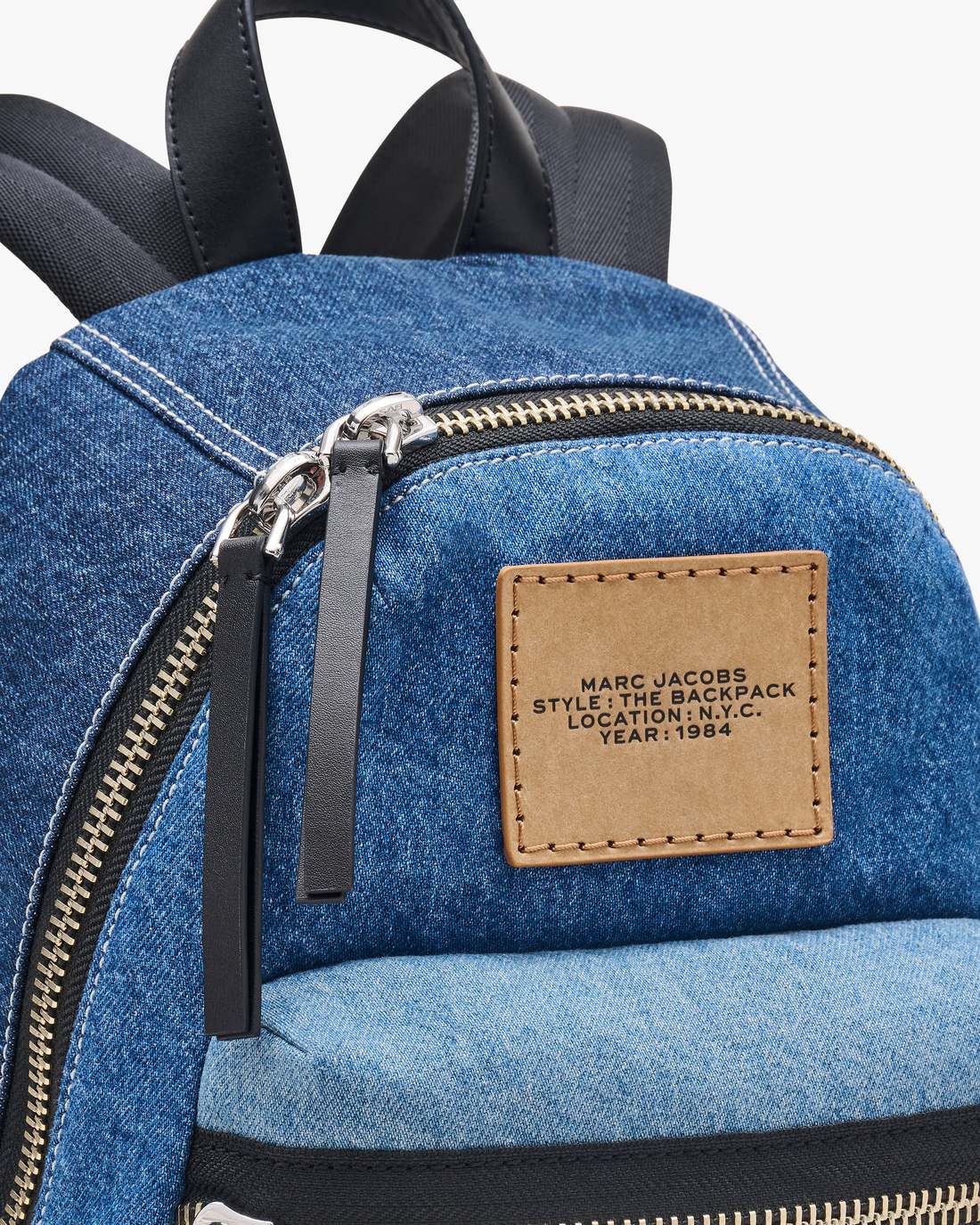 The Biker Colorblock Denim Medium Backpack Indigo Multi Marc Jacobs / BAGS