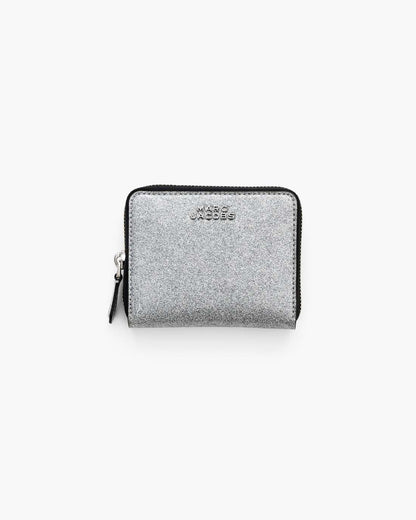 Marc Jacobs The Coated Glitter Everyday Slim Compact Wallet Silver
