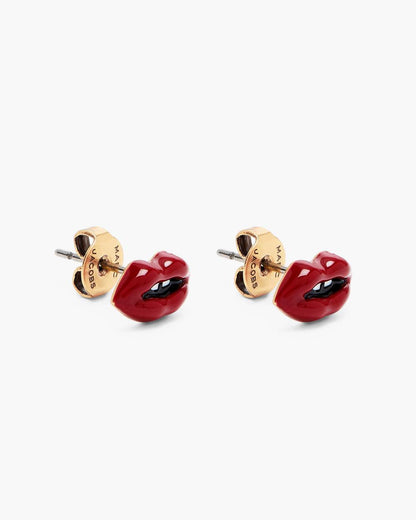 Marc Jacobs The Lips Stud Earrings Gold/Red