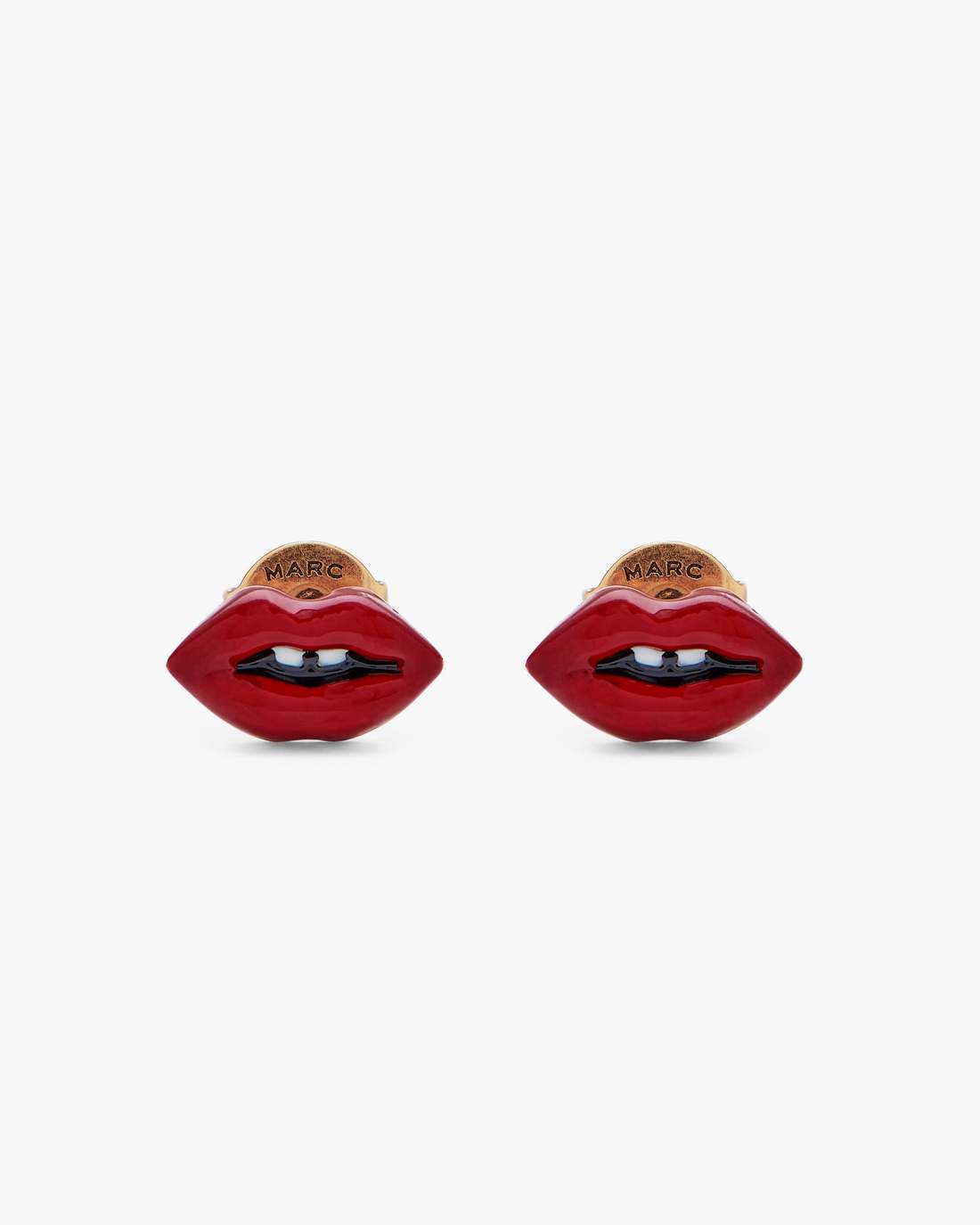 Marc Jacobs The Lips Stud Earrings Gold/Red