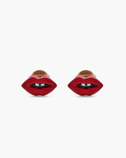 Marc Jacobs The Lips Stud Earrings Gold/Red