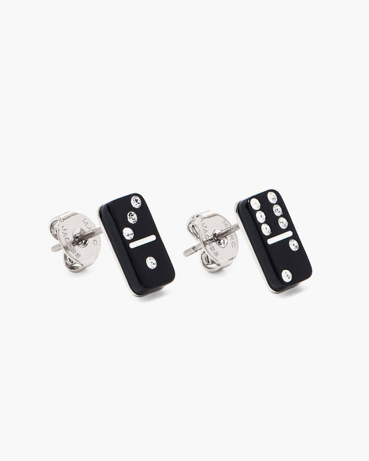 The Domino Stud Earrings Silver/Black Marc Jacobs / JEWELRY|NEW ARRIVALS