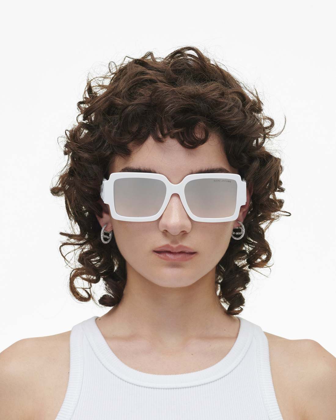 The Bold Logo Square Mirrored Sunglasses White/Grey Marc Jacobs / ACCESSORIES
