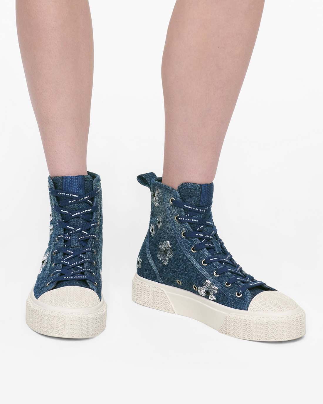 The Sequin Daisy Denim High Top Sneaker Vintage Indigo Marc Jacobs / SHOES