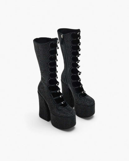 The Rhinestone Kiki Knee-High Boot Black/Black Marc Jacobs / SHOES