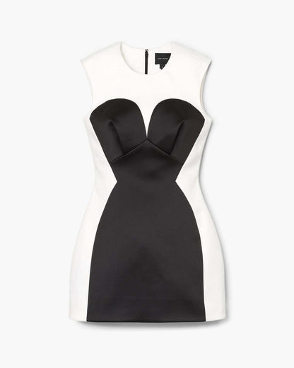Seamed Up Satin Dress Black/White Marc Jacobs / READY TO WEAR|NEW ARRIVALS