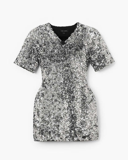 Sequin V-Neck Knit Dress Silver Marc Jacobs / READY TO WEAR|NEW ARRIVALS