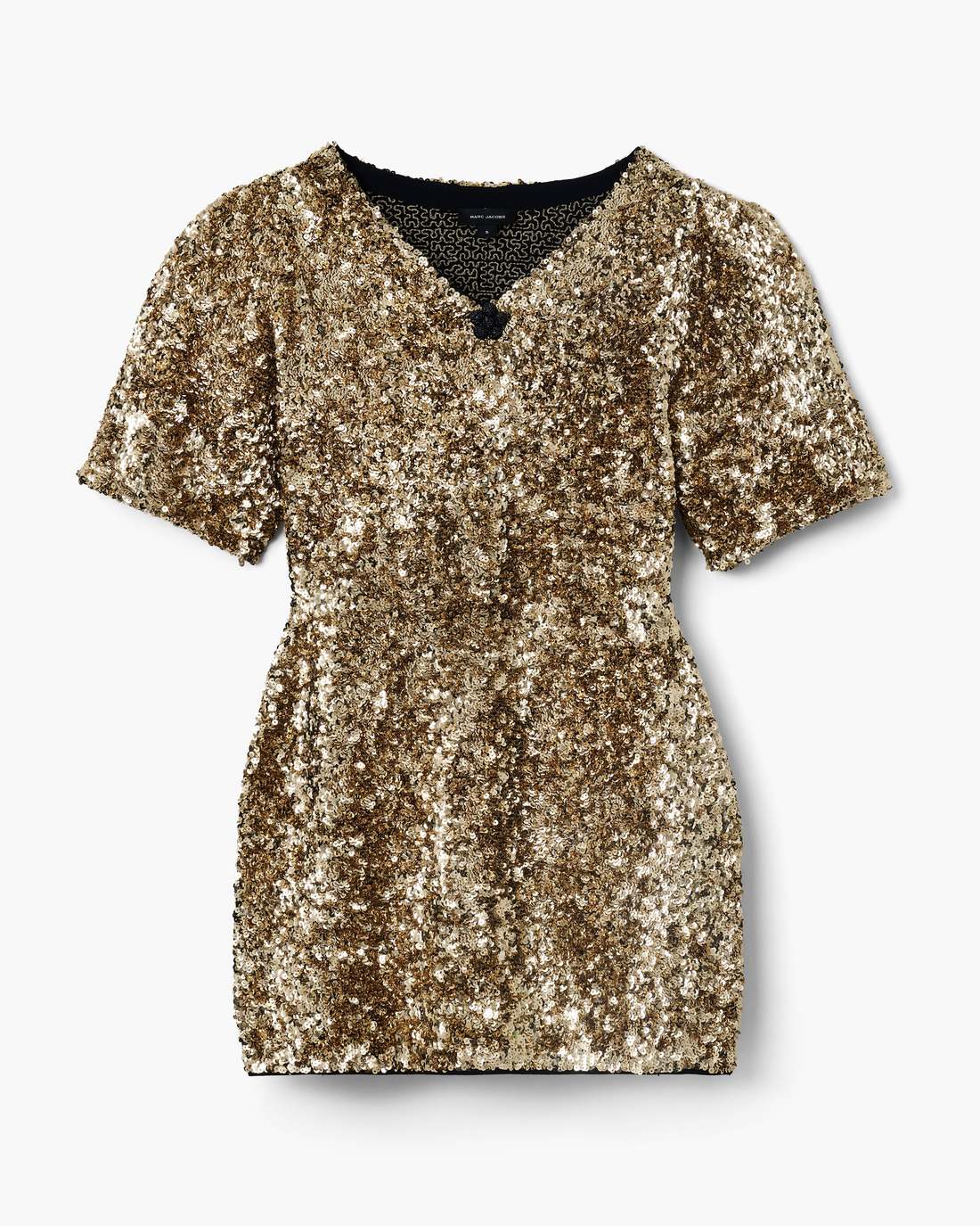 Sequin V-Neck Knit Dress Gold Marc Jacobs / READY TO WEAR