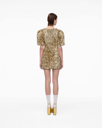 Sequin V-Neck Knit Dress Gold Marc Jacobs / READY TO WEAR