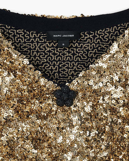 Sequin V-Neck Knit Dress Gold Marc Jacobs / READY TO WEAR