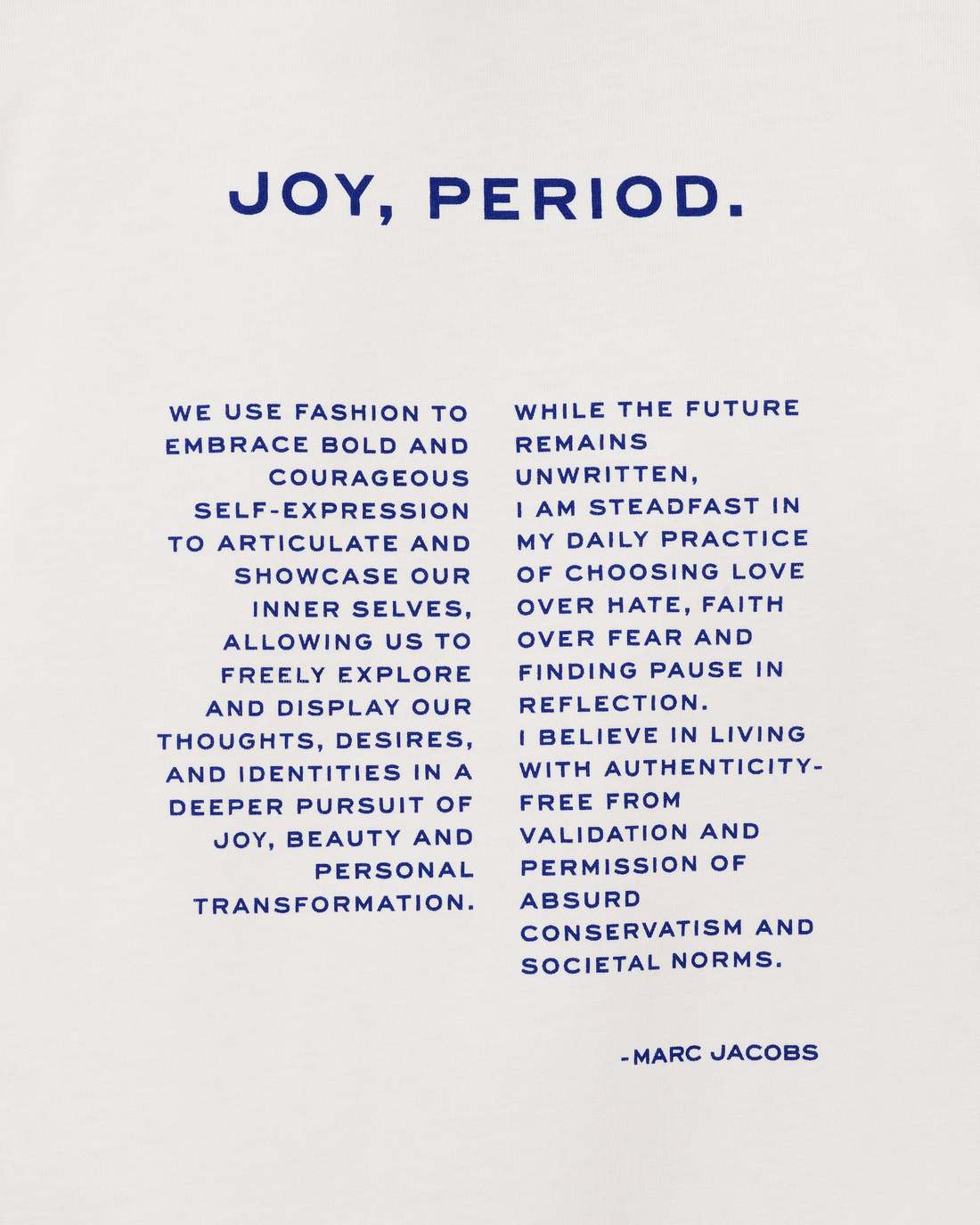 Joy. Slim Tee White Marc Jacobs / READY TO WEAR
