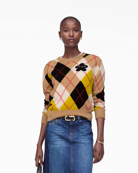 Preppy Daisy Argyle Crewneck Joy Yellow Multi Marc Jacobs / READY TO WEAR|NEW ARRIVALS