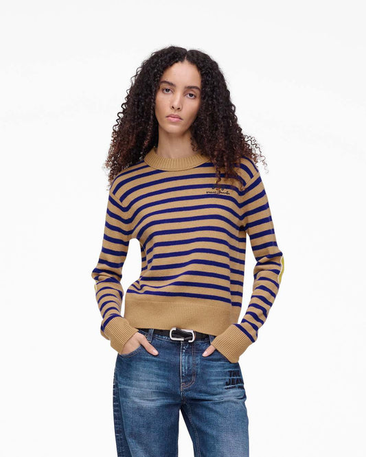 Joy Striped Crewneck Camel/Pansy Marc Jacobs / READY TO WEAR