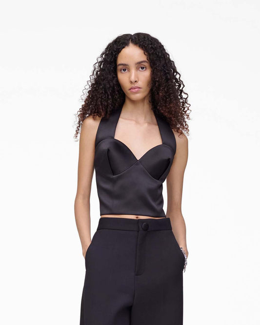 Marc Jacobs Sculpted Satin Halter Top Black