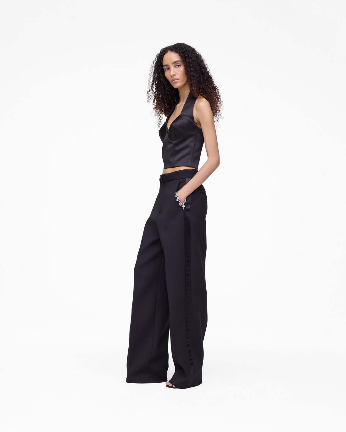 Marc Jacobs Sculpted Satin Halter Top Black