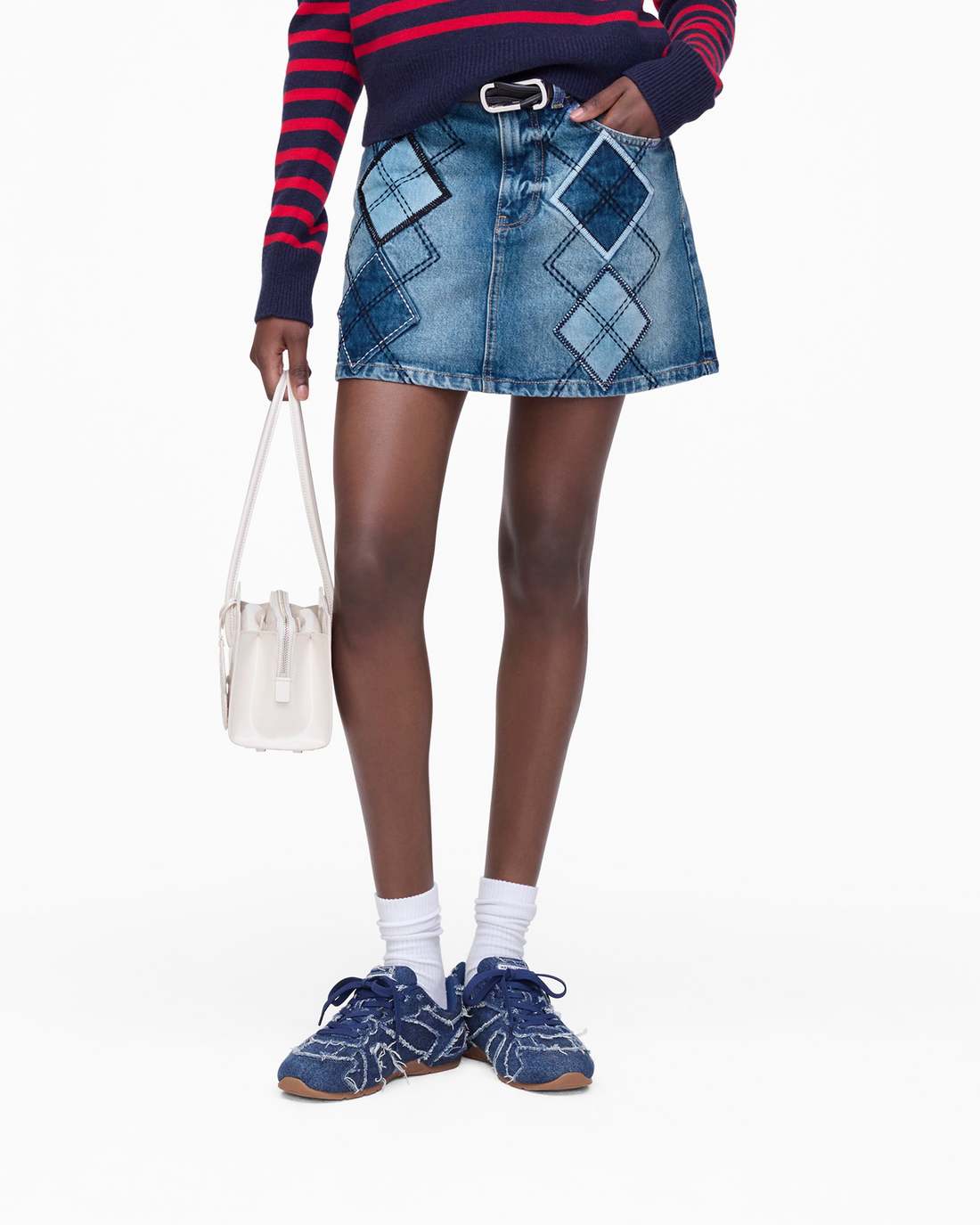 Argyle Patchwork Mini Skirt Bright Indigo Marc Jacobs / READY TO WEAR