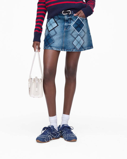 Argyle Patchwork Mini Skirt Bright Indigo Marc Jacobs / READY TO WEAR