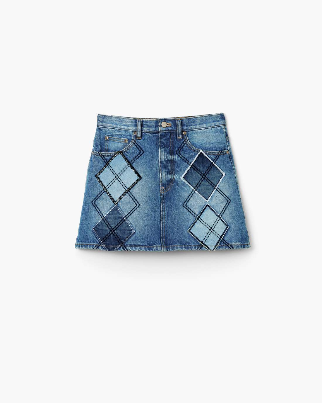 Argyle Patchwork Mini Skirt Bright Indigo Marc Jacobs / READY TO WEAR
