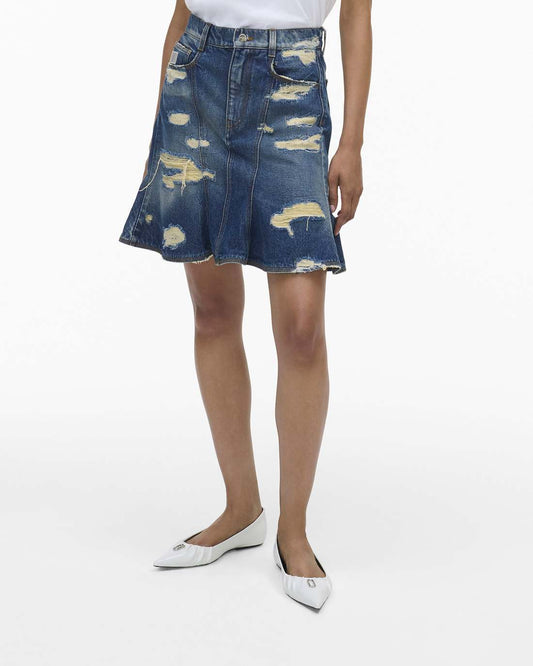 The Rip And Repair Fluted Mini Skirt Punk Indigo Marc Jacobs / READY TO WEAR