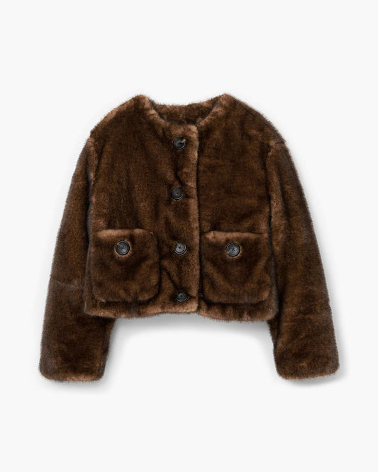 Marc Jacobs Teddy Cropped Jacket Ebony