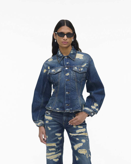 The Rip And Repair Fluted Denim Jacket Punk Indigo Marc Jacobs / READY TO WEAR