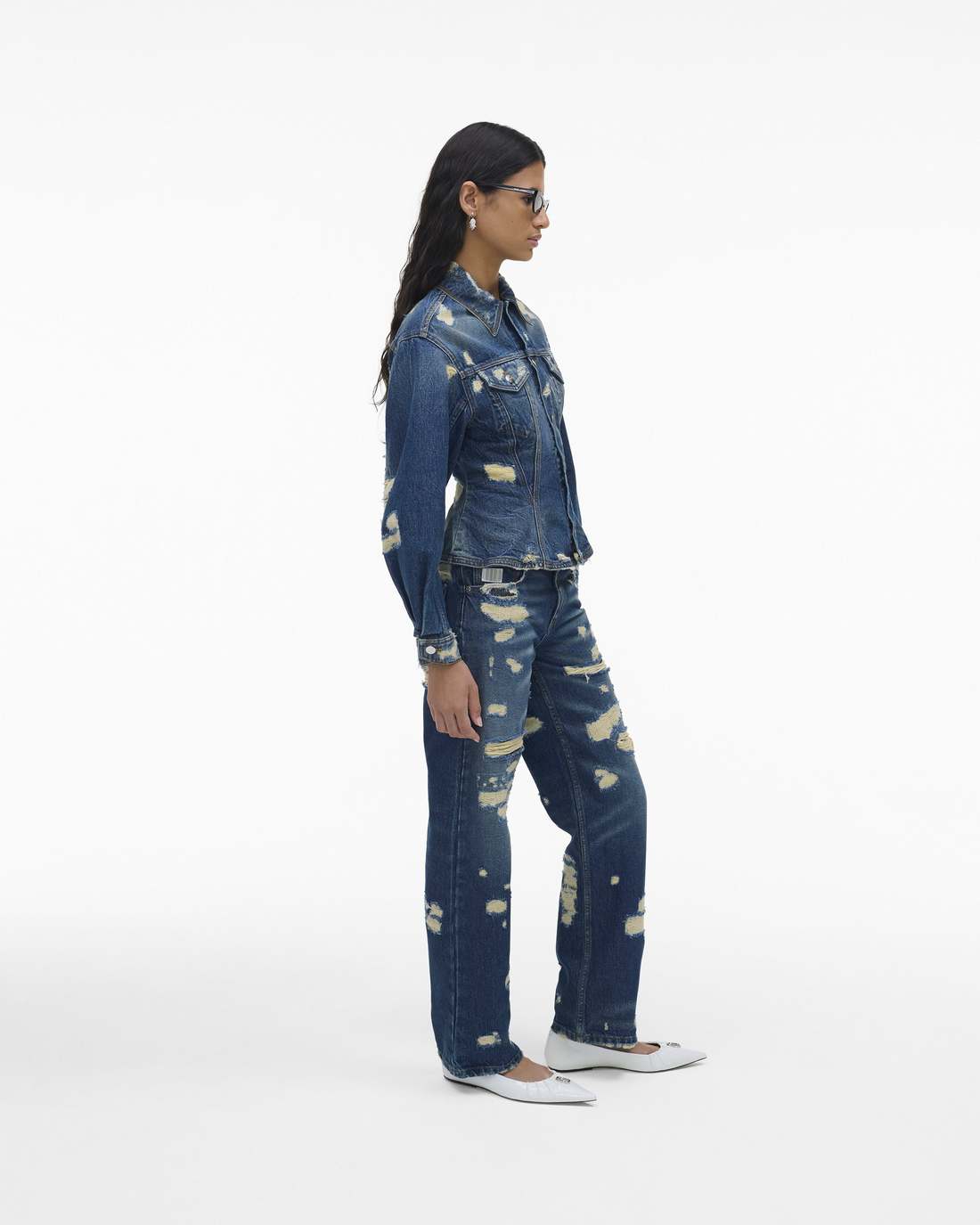The Rip And Repair Fluted Denim Jacket Punk Indigo Marc Jacobs / READY TO WEAR