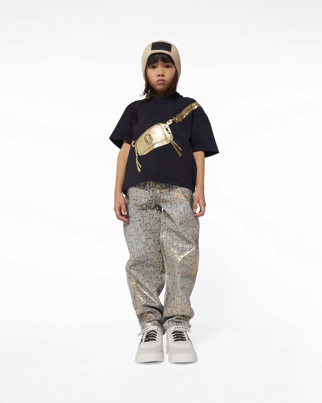 The Metallic Jumbled Logo Jeans Gold Marc Jacobs / READY TO WEAR